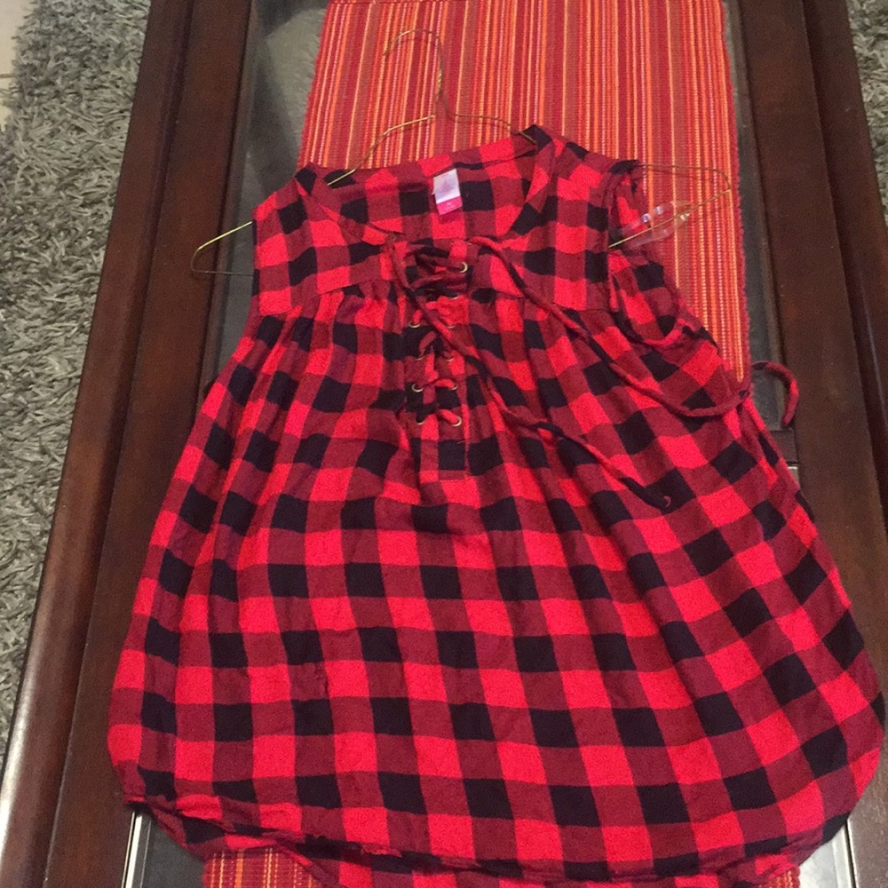 Soft plaid loose tank top